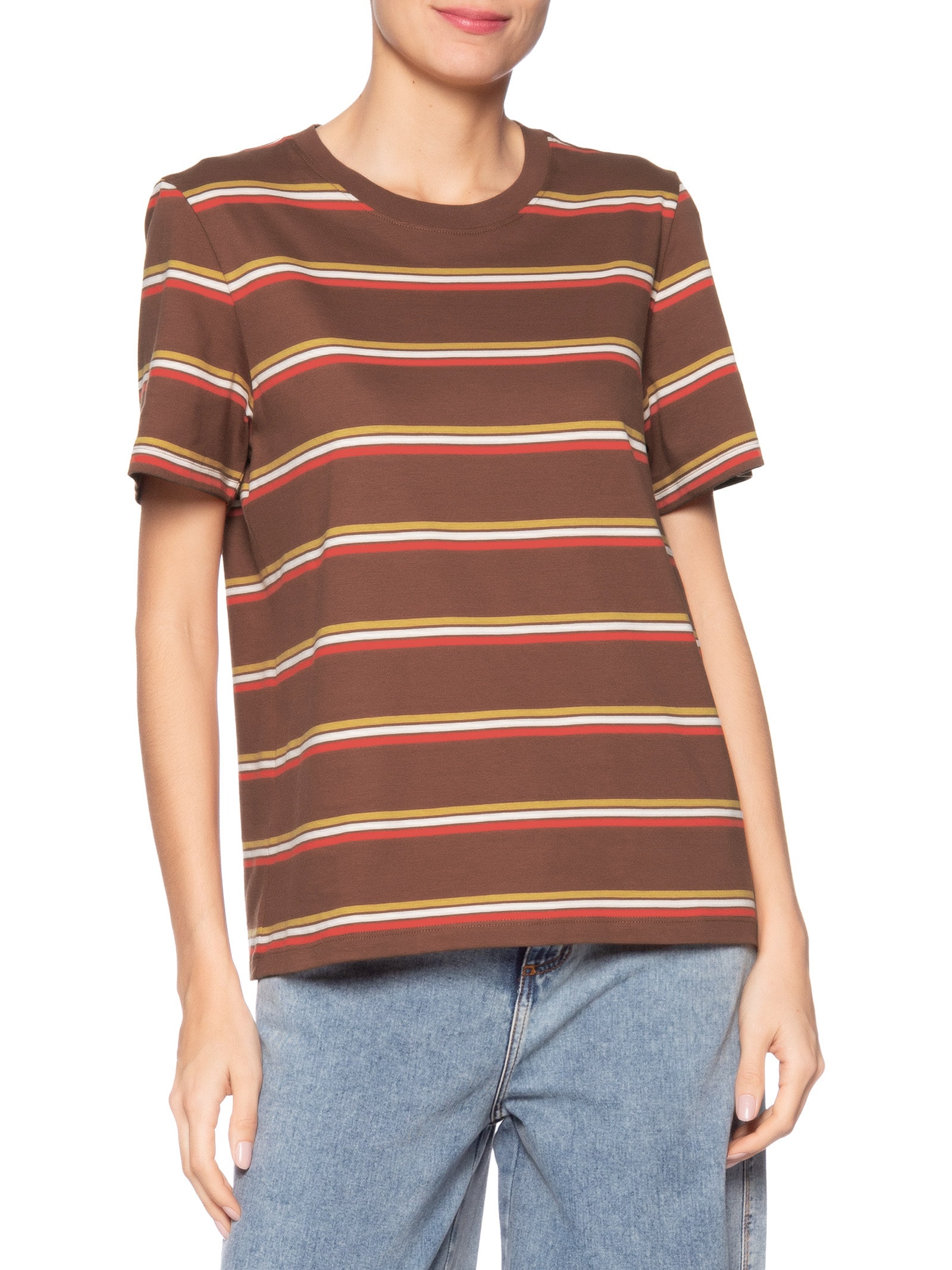 Camiseta Feminina Malha Fio Tinto Marrom Animale