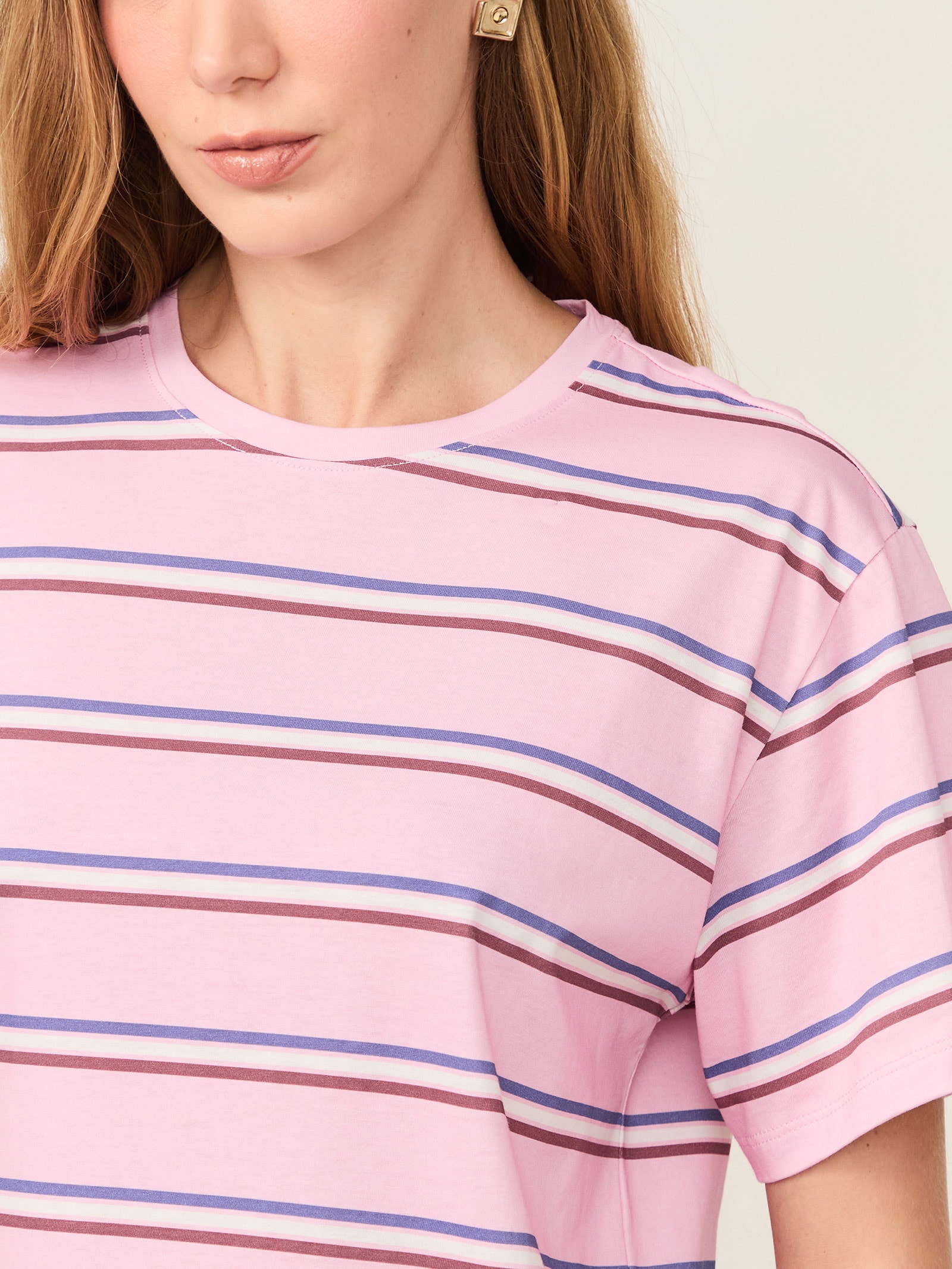 Camiseta Feminina Malha Fio Tinto Rosa Animale