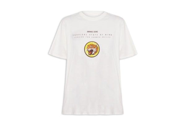 Camiseta  Feminina Malha Leopard - Branco 