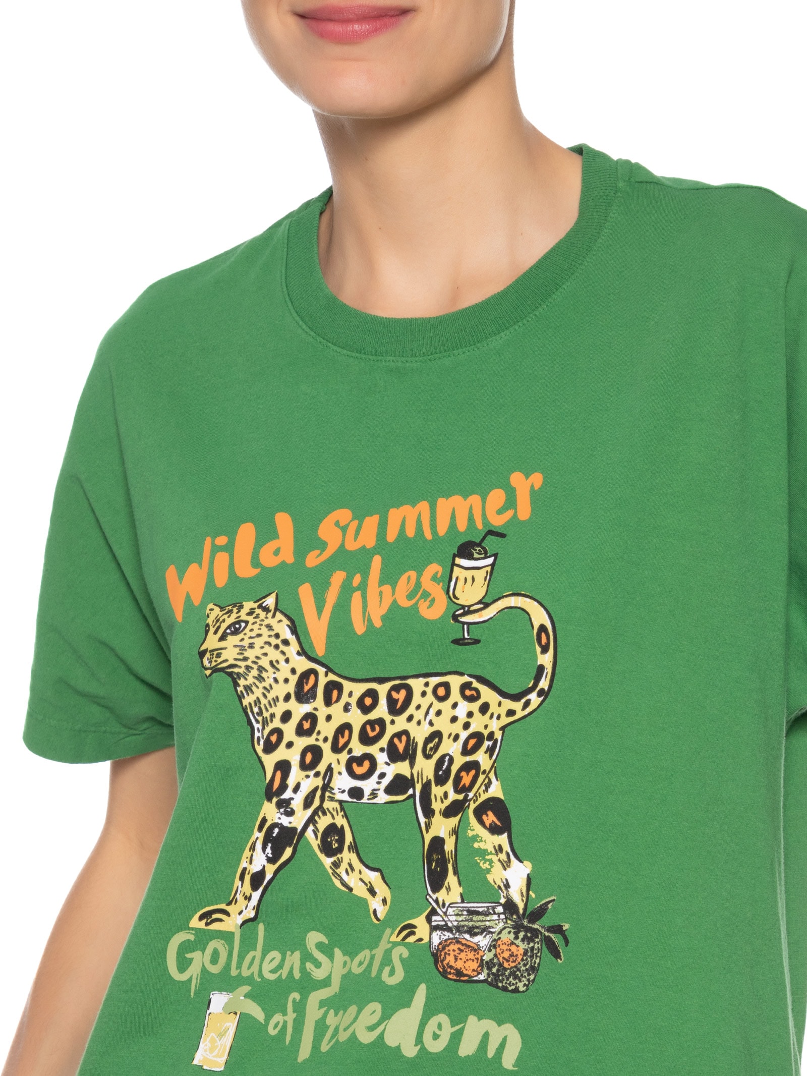 Camiseta Feminina Malha Summer Jaguar Verde Animale Jeans