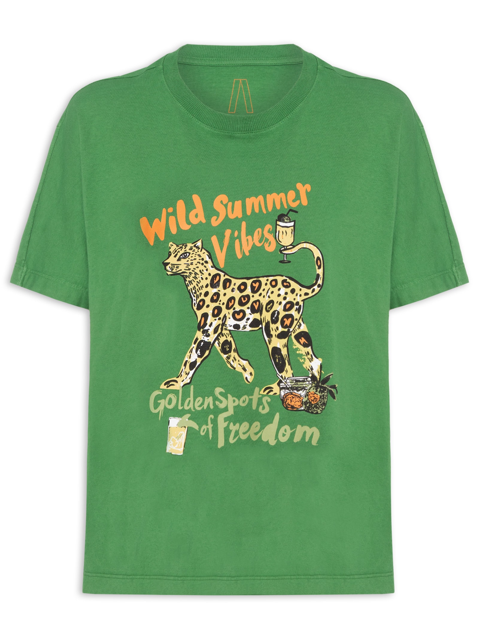 Camiseta Feminina Malha Summer Jaguar Verde Animale Jeans