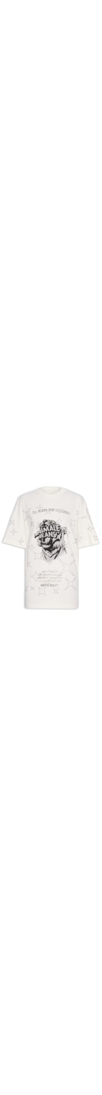 Camiseta Feminina Malha Tigre Brilho Over - Branco