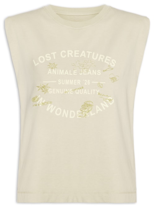 Camiseta Feminina Malha Wonderland Creatures – Bege