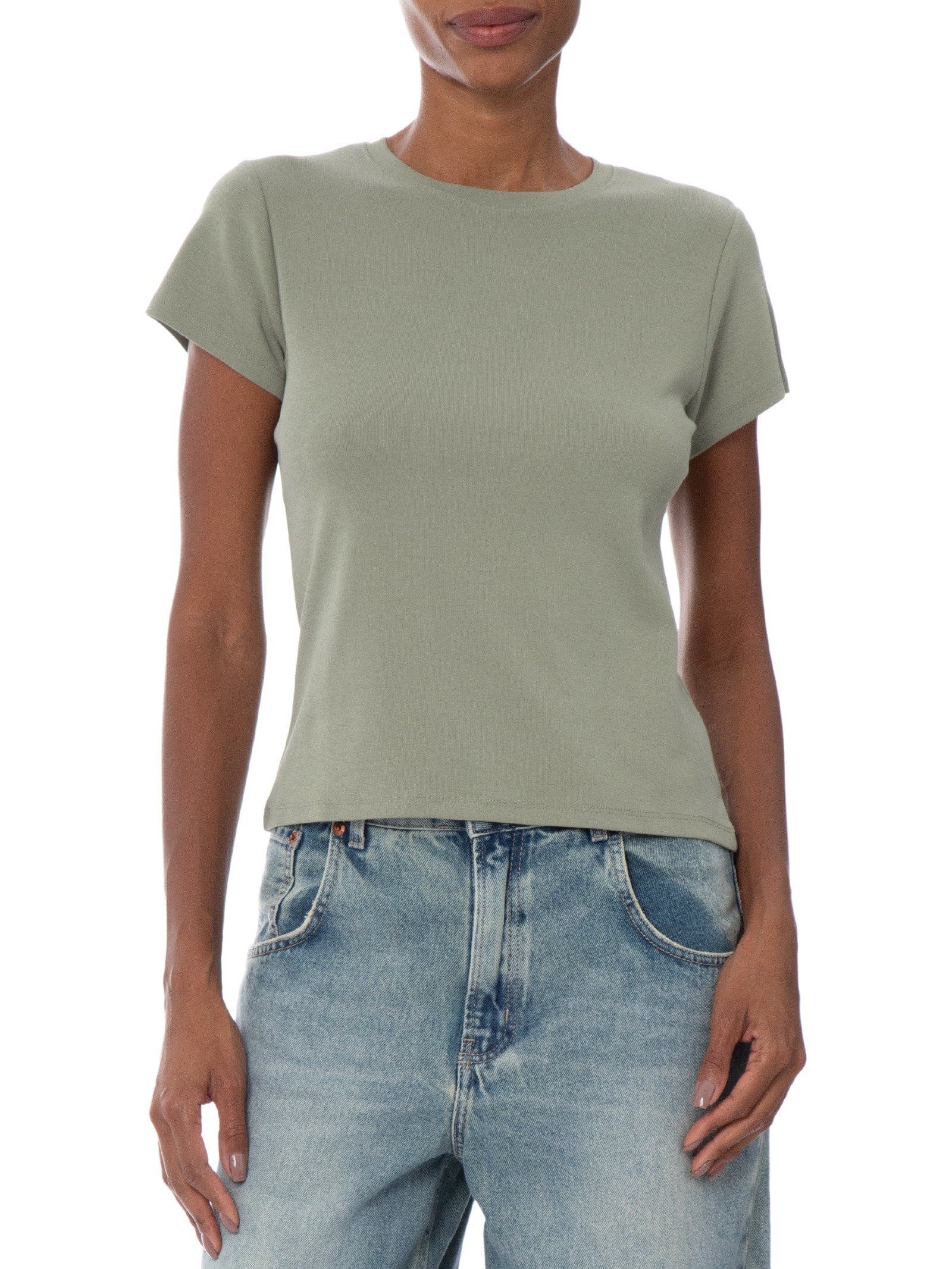 Camiseta Feminina Manga Curta 90s Baby Tee Verde Cotton On