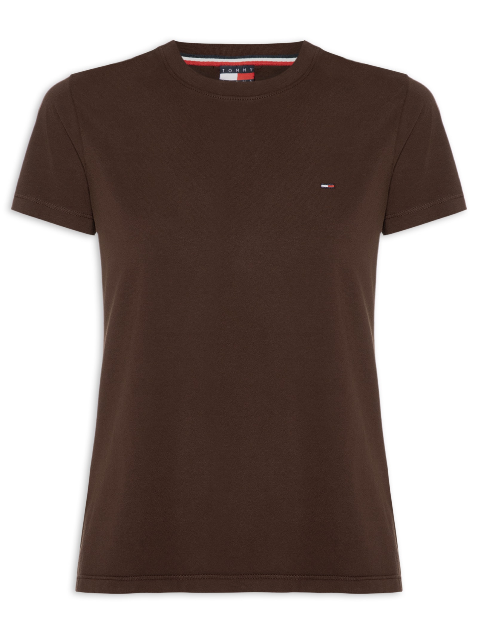 Camiseta Feminina Manga Curta Ab C-Neck Tee Marrom Tommy Jeans