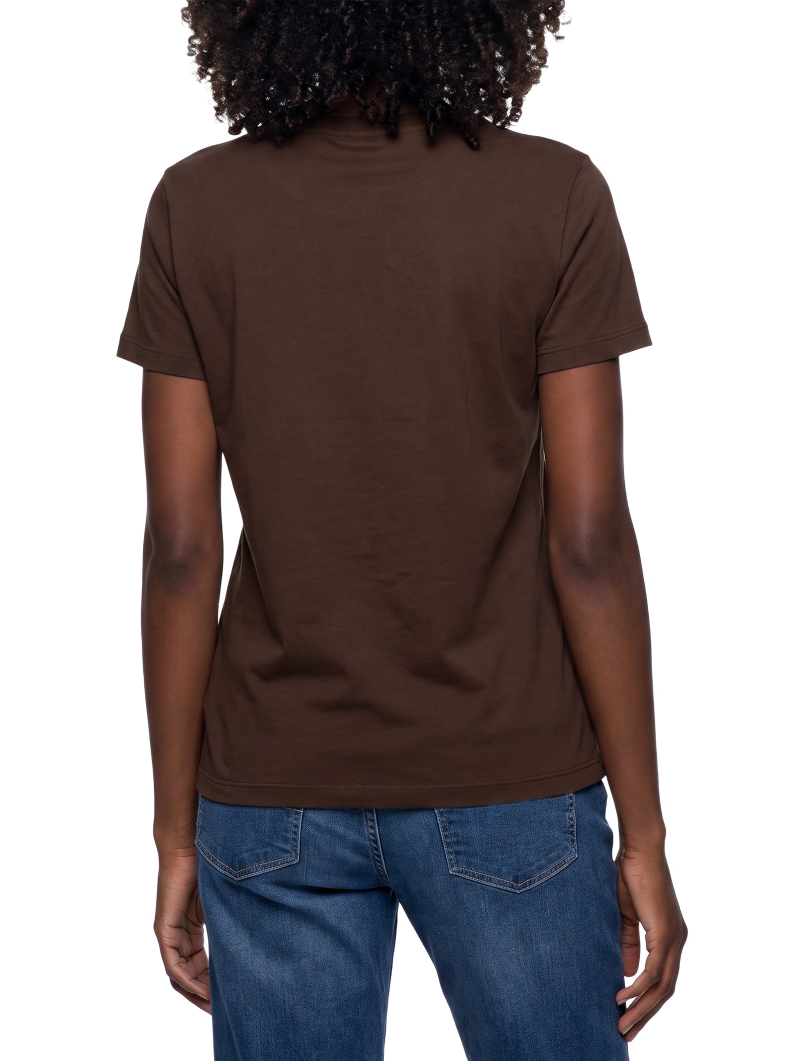 Camiseta Feminina Manga Curta Ab C-Neck Tee Marrom Tommy Jeans