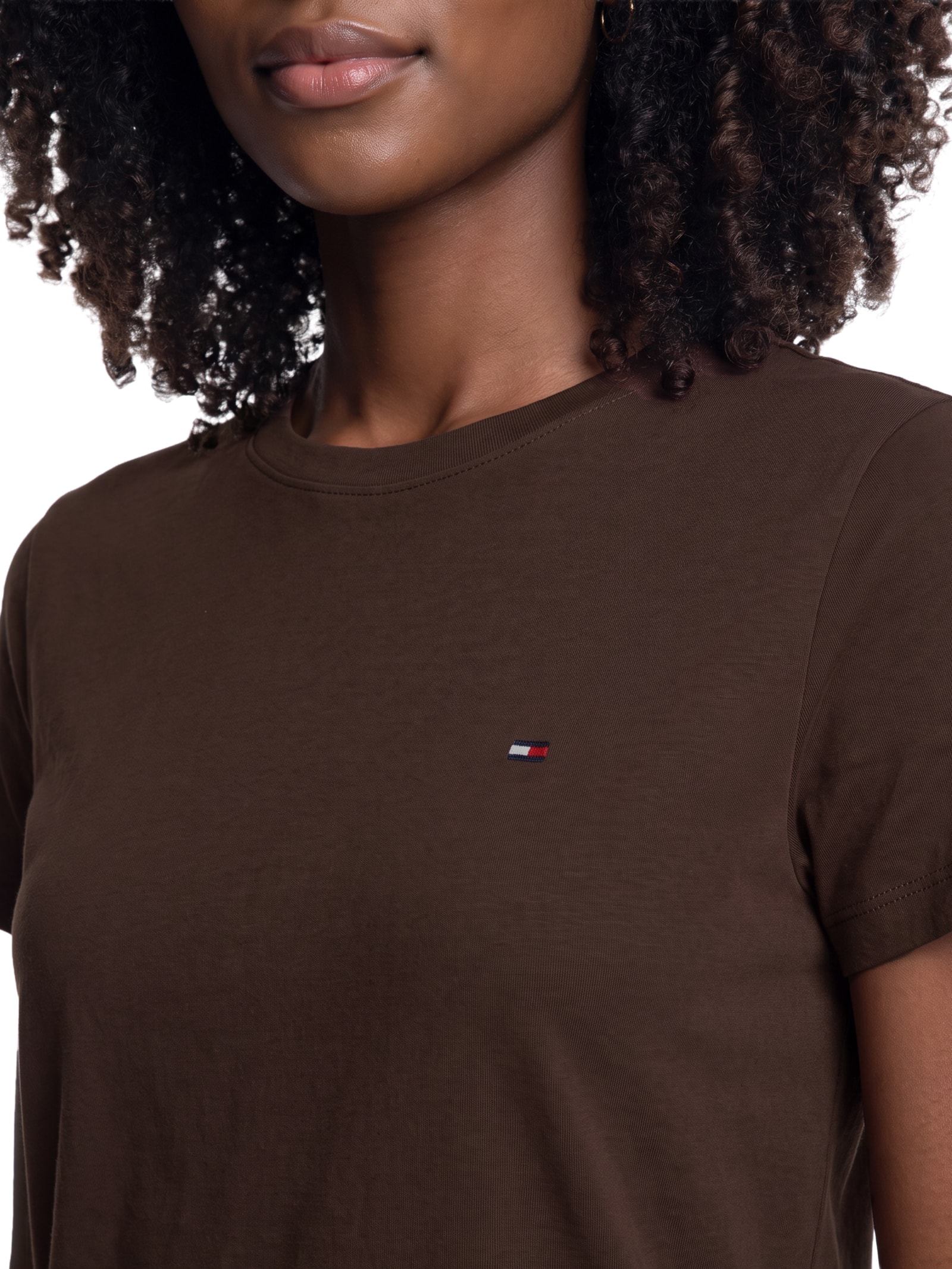 Camiseta Feminina Manga Curta Ab C-Neck Tee Marrom Tommy Jeans