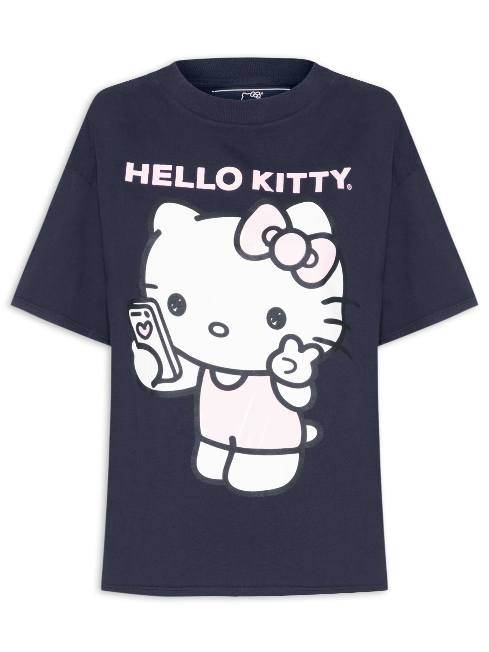 Camiseta Feminina Manga Curta Azul My Favorite Things + Hello Kitty
