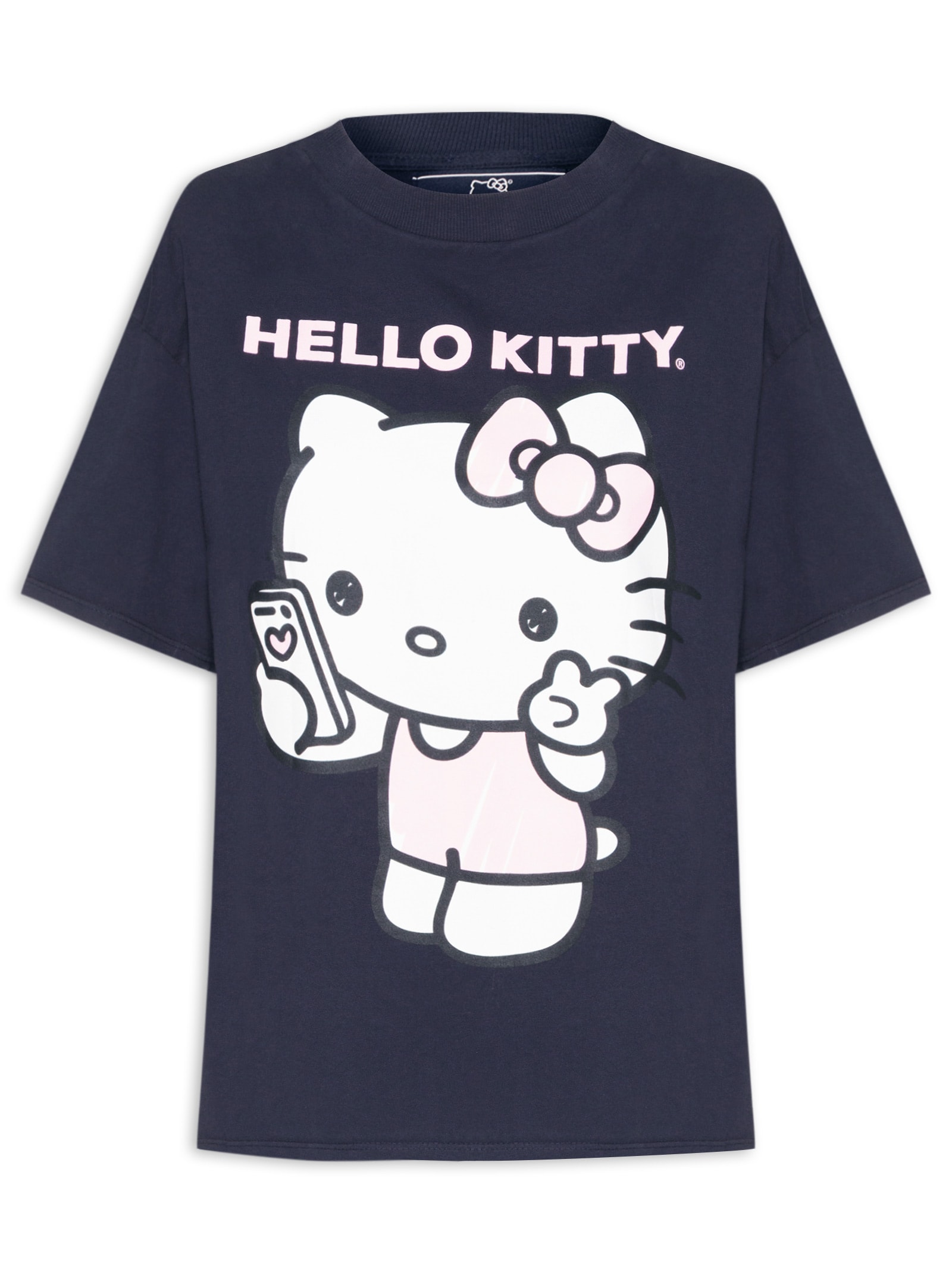 Camiseta Feminina Manga Curta Azul My Favorite Things + Hello Kitty