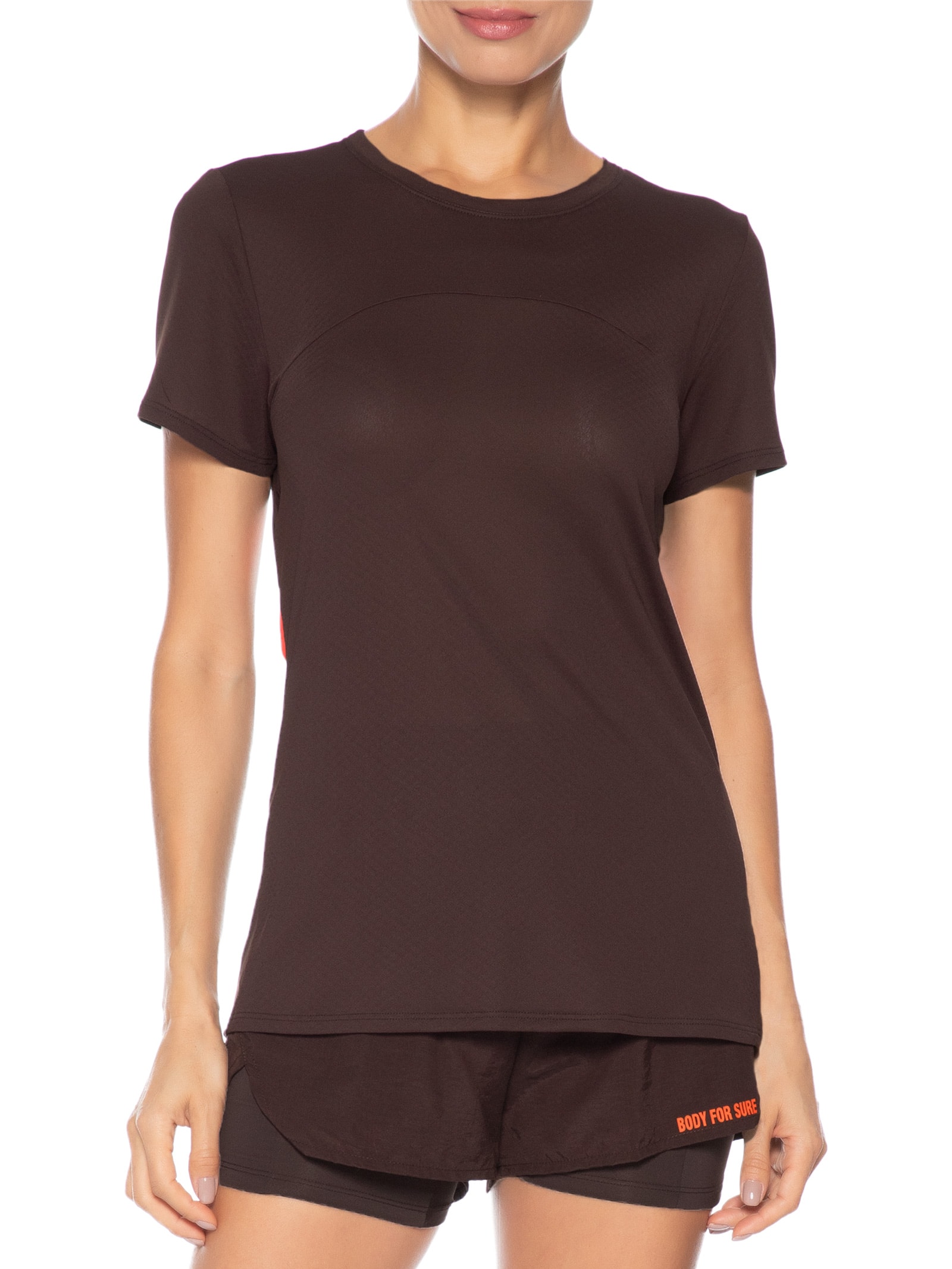 Camiseta Feminina Manga Curta Body Fresh Flame Marrom Body For Sure
