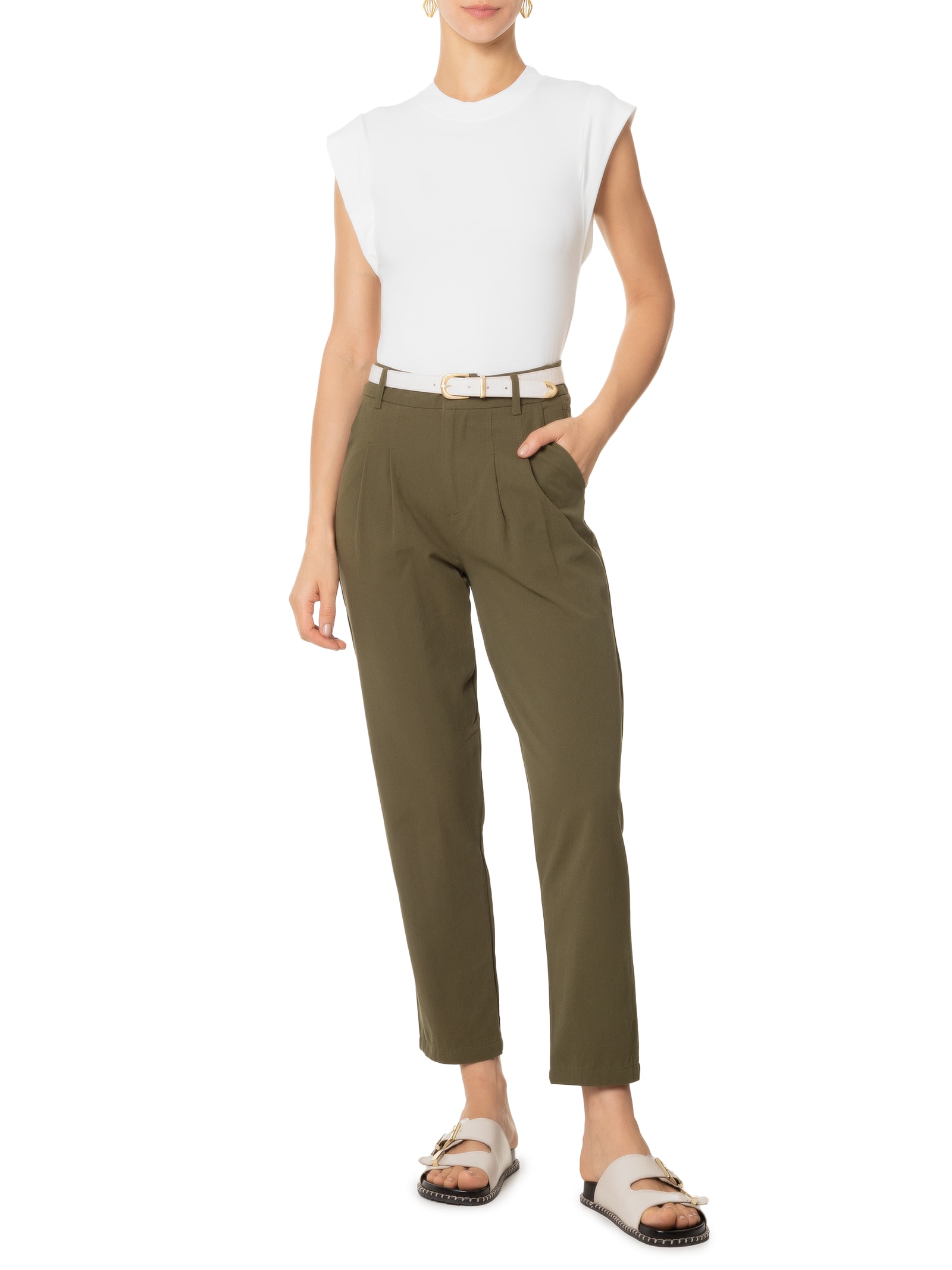 Camiseta Feminina Manga Curta Branco Basiq