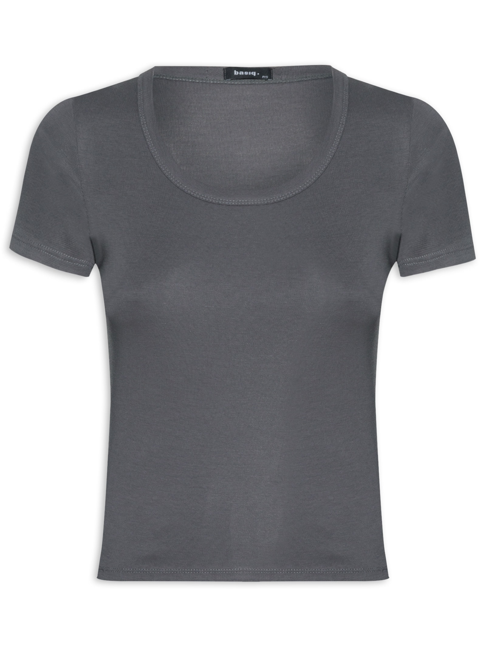 Camiseta Feminina Manga Curta Cinza Basiq
