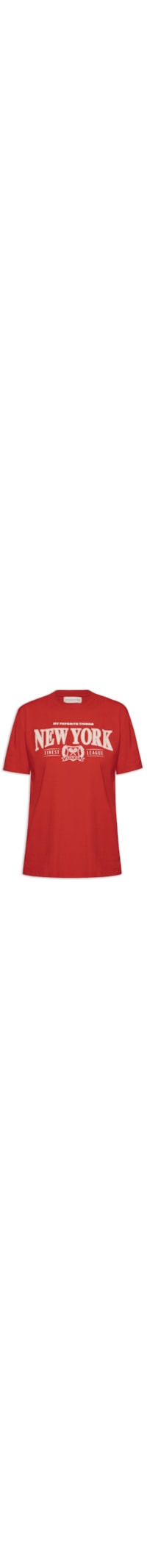 Camiseta Feminina Manga Curta Com Estampa Localizada - Vermelho
