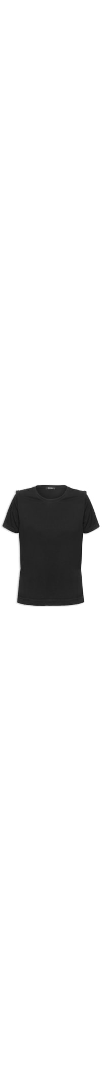 Camiseta Feminina Manga Curta Com Franzido No Ombro - Preto