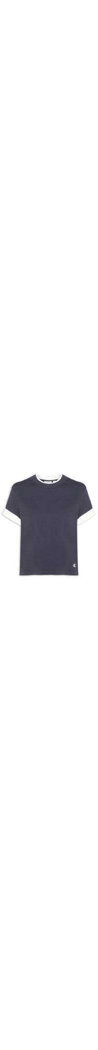 Camiseta Feminina Manga Curta Gola Dupla - Azul