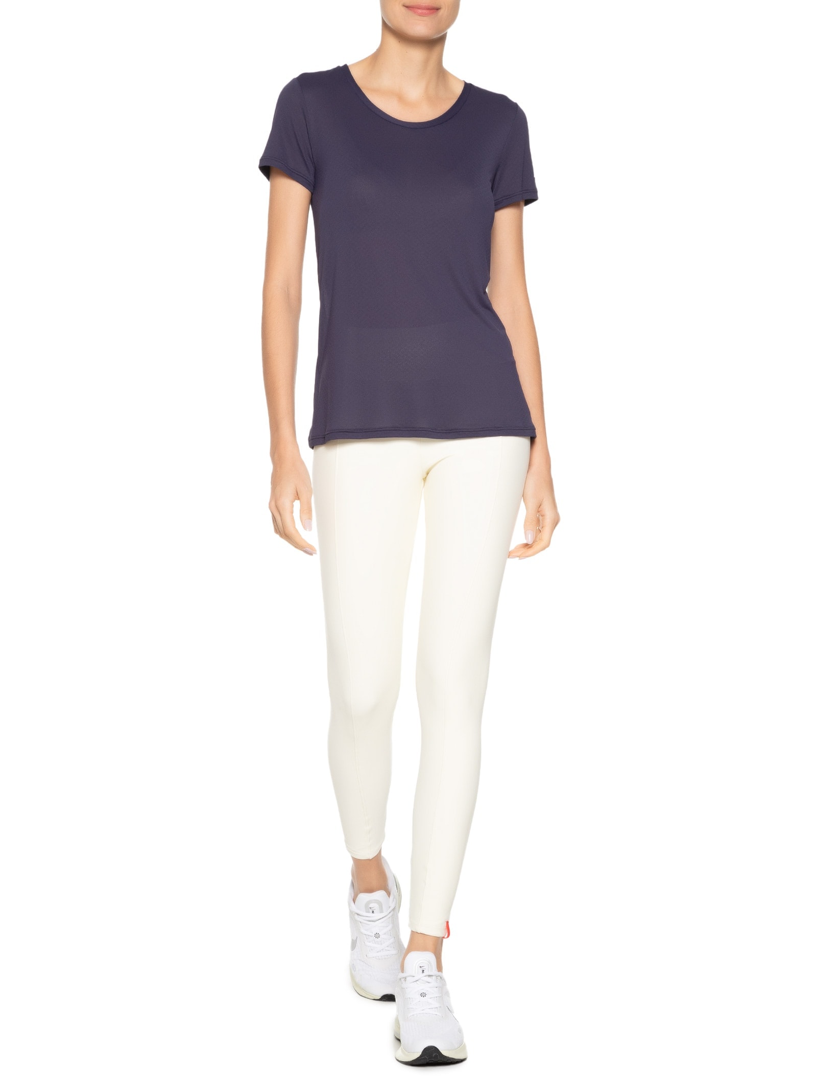 Camiseta Feminina Manga Curta Lisa Azul Body For Sure