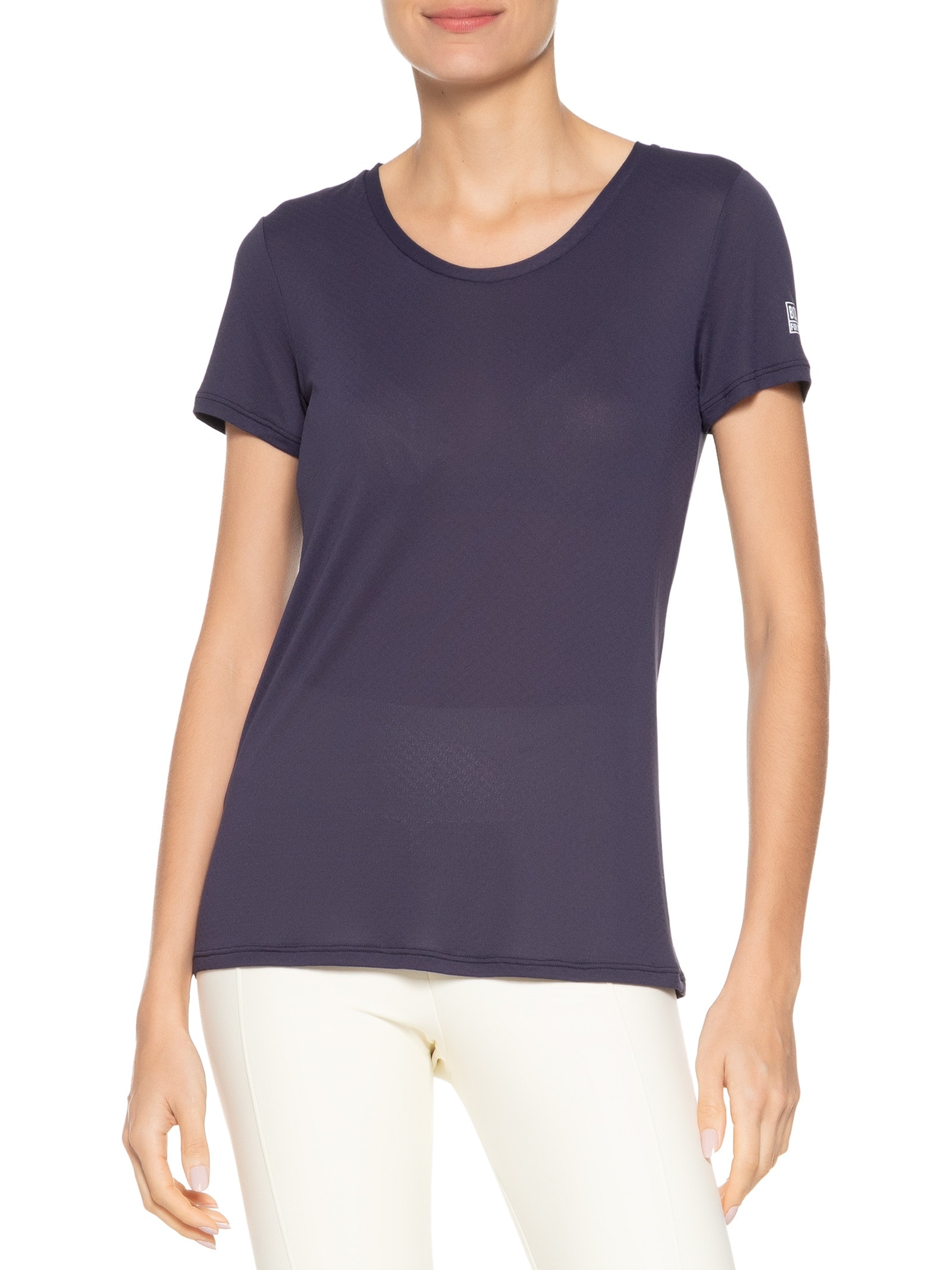 Camiseta Feminina Manga Curta Lisa Azul Body For Sure