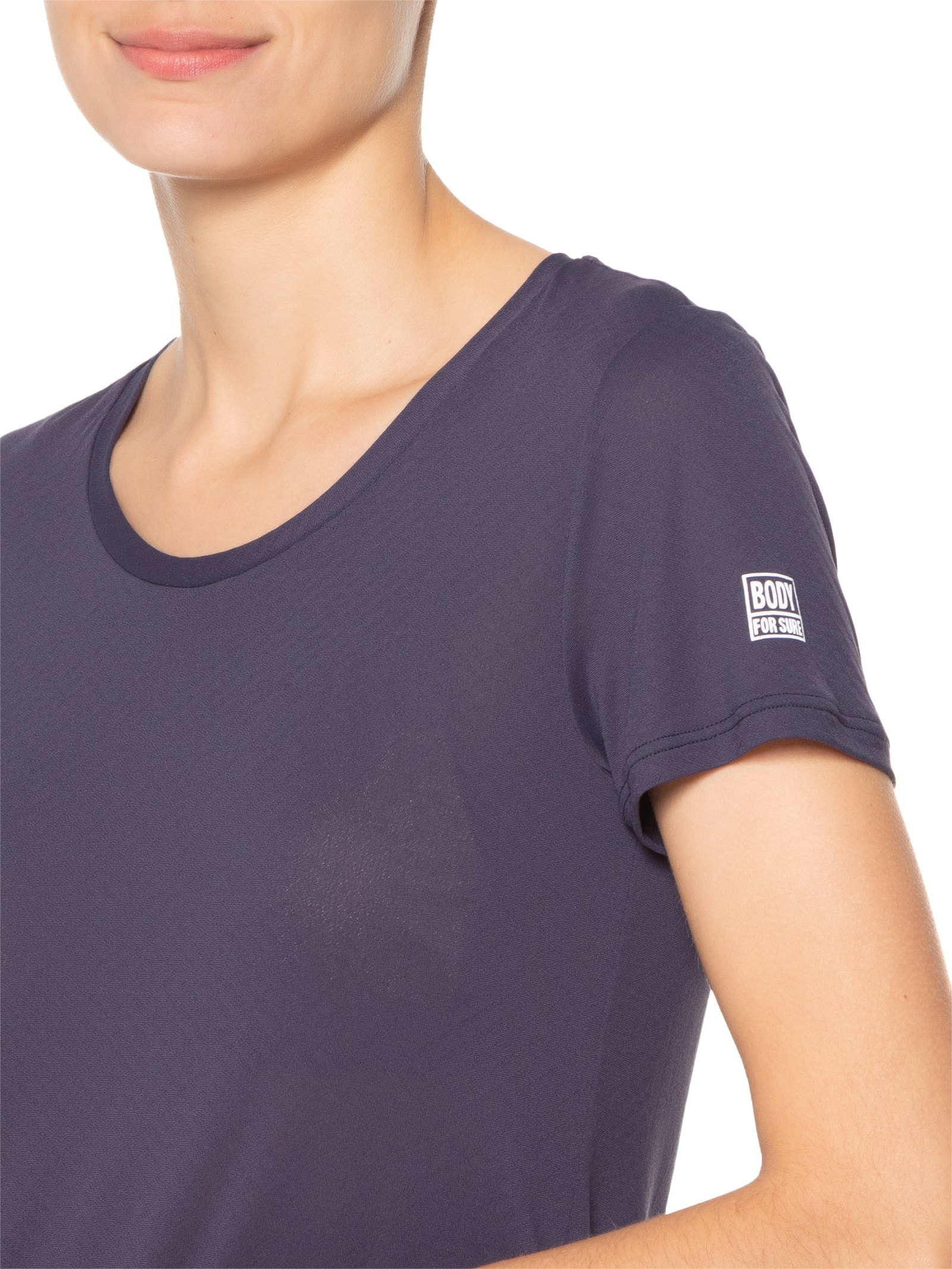 Camiseta Feminina Manga Curta Lisa Azul Body For Sure