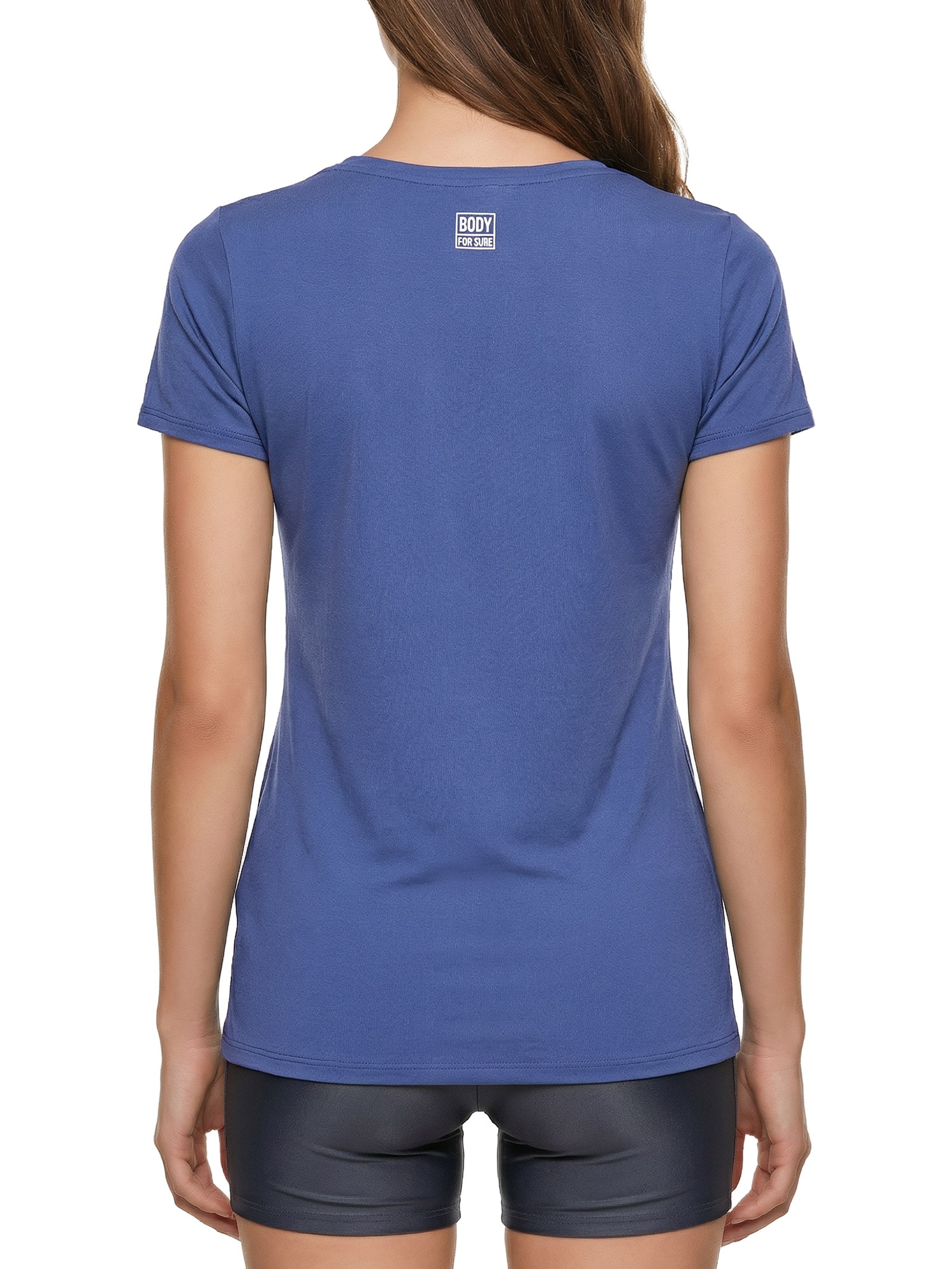 Camiseta Feminina Manga Curta Lisa Azul Body For Sure