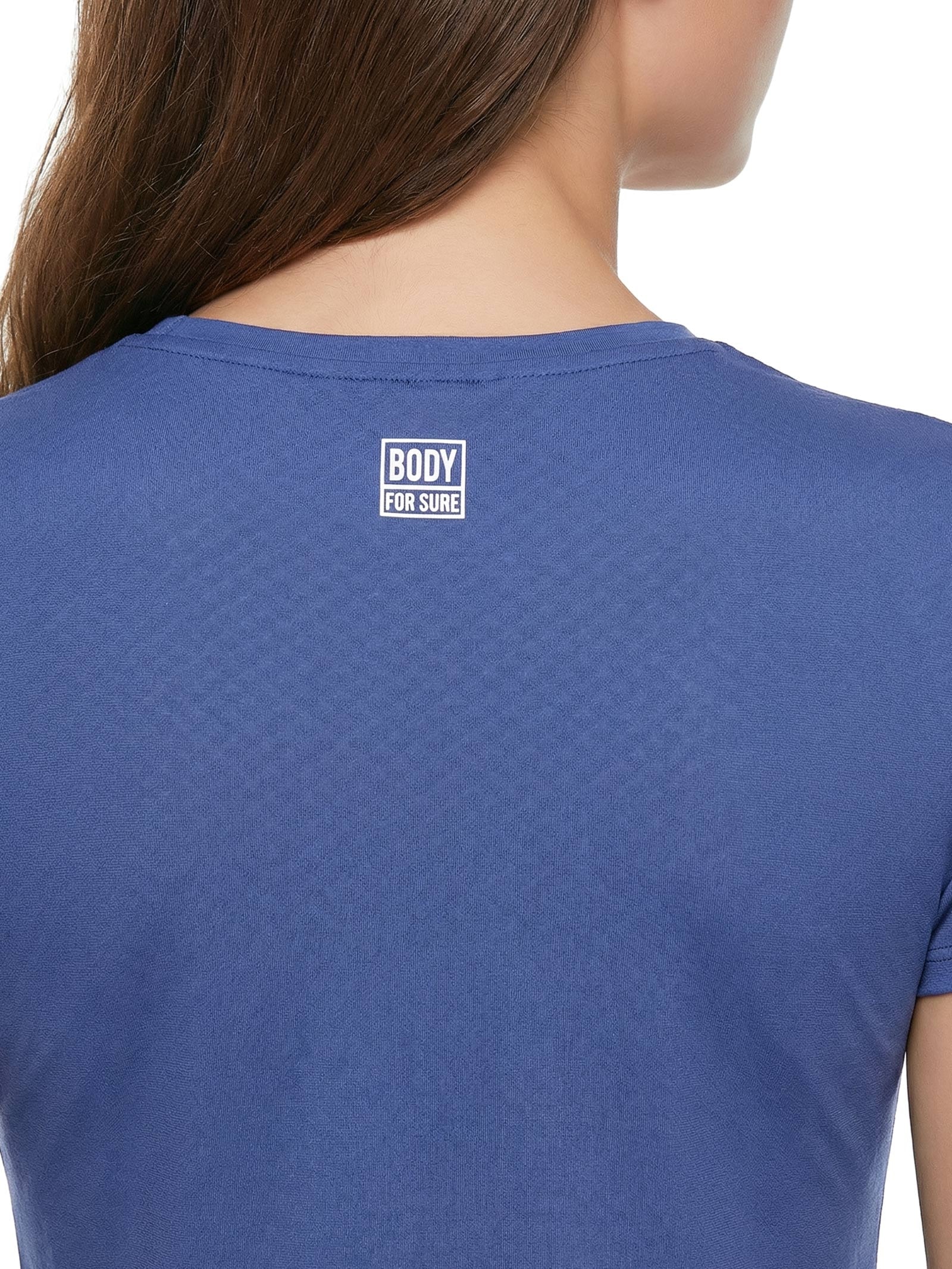 Camiseta Feminina Manga Curta Lisa Azul Body For Sure