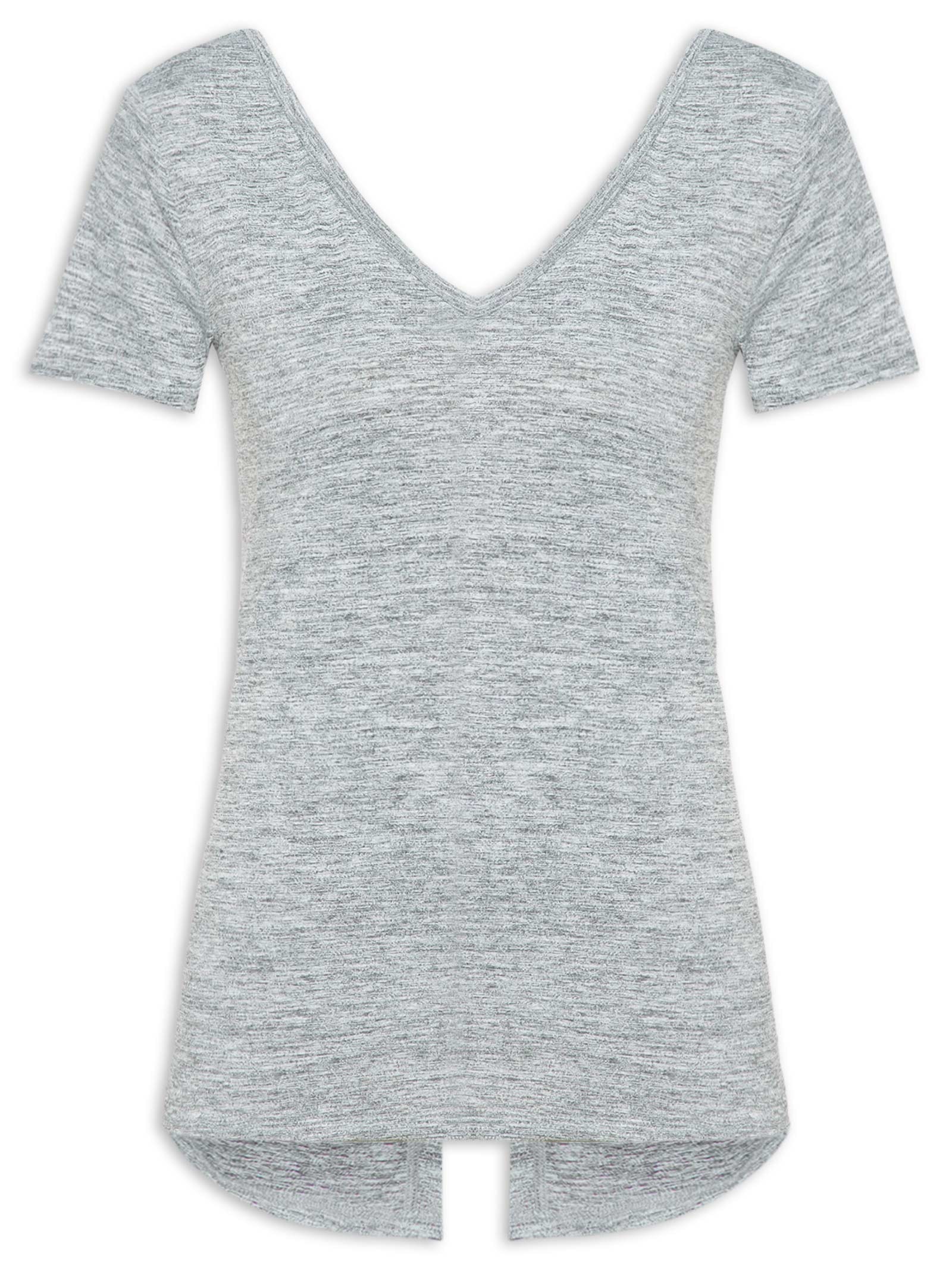 Camiseta Feminina Manga Curta Lisa Cinza  Body For Sure