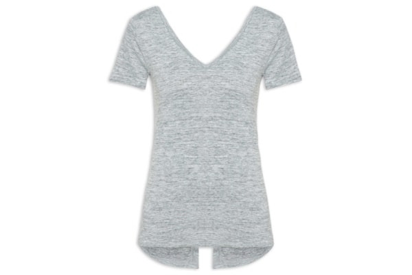 Camiseta Feminina Manga Curta Lisa - Cinza 