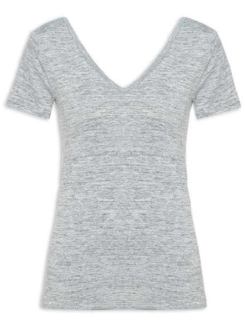 Camiseta Feminina Manga Curta Lisa – Cinza