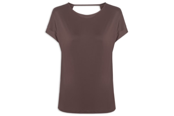 Camiseta Feminina Manga Curta Lisa - Marrom