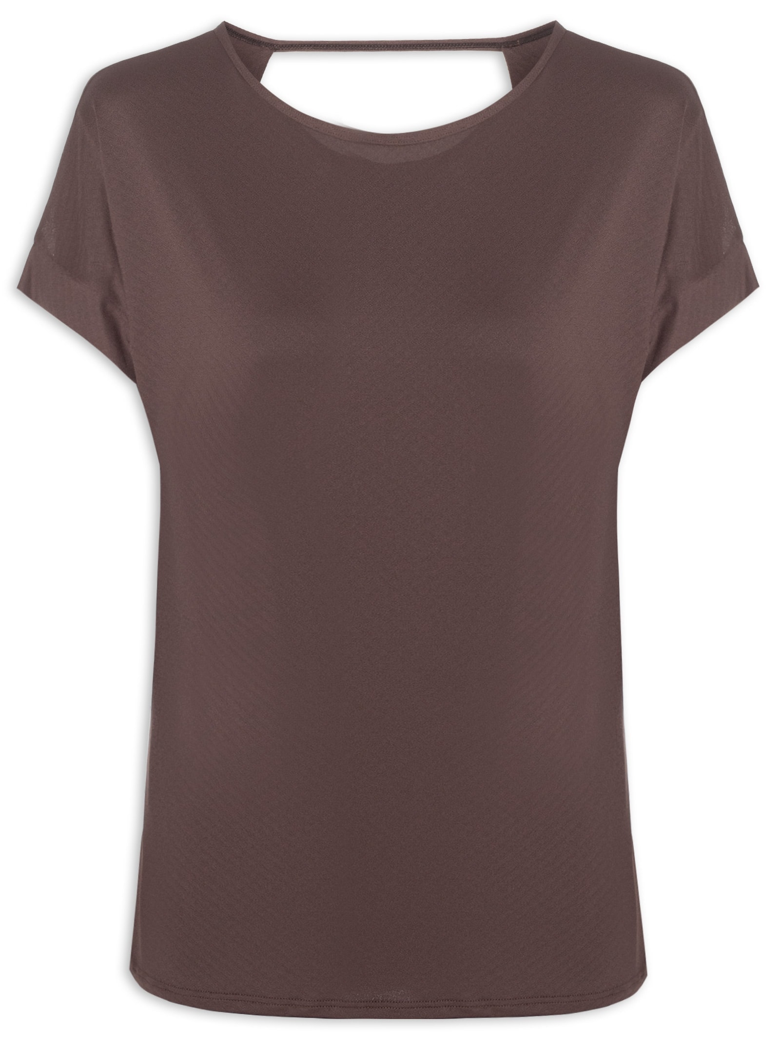 Camiseta Feminina Manga Curta Lisa Marrom Body For Sure