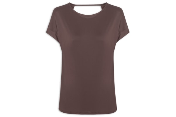 Camiseta Feminina Manga Curta Lisa - Marrom