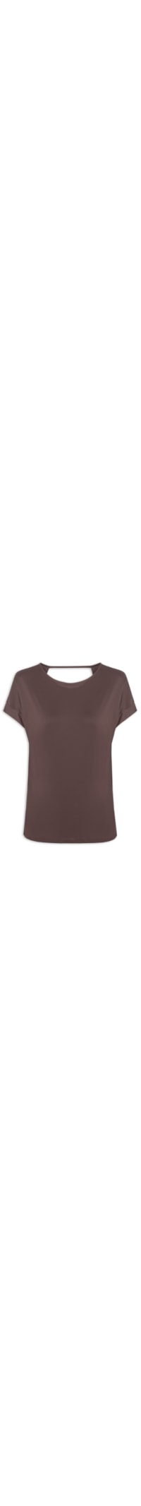 Camiseta Feminina Manga Curta Lisa - Marrom