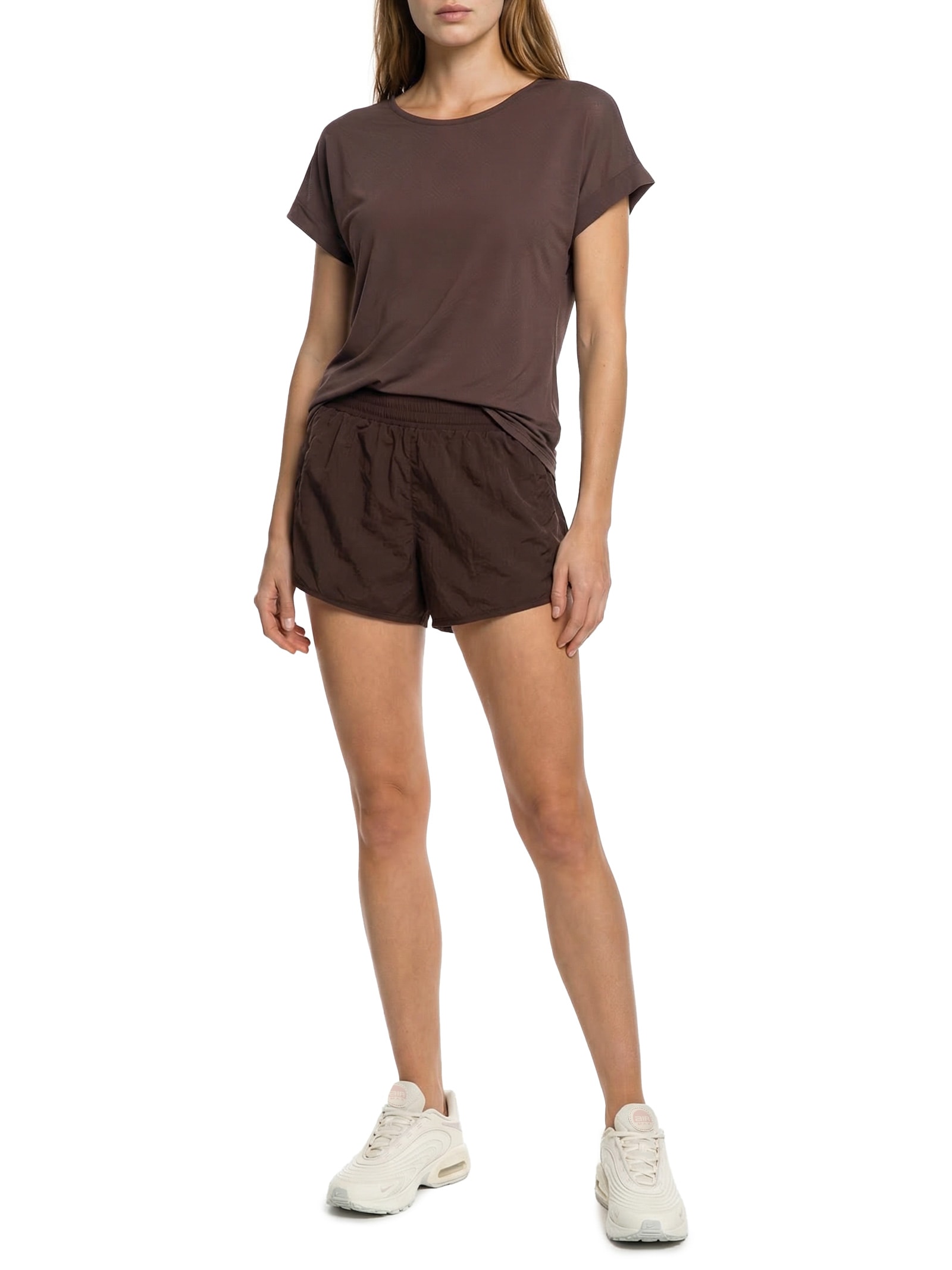 Camiseta Feminina Manga Curta Lisa Marrom Body For Sure