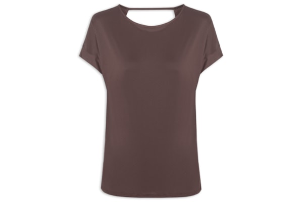 Camiseta Feminina Manga Curta Lisa - Marrom