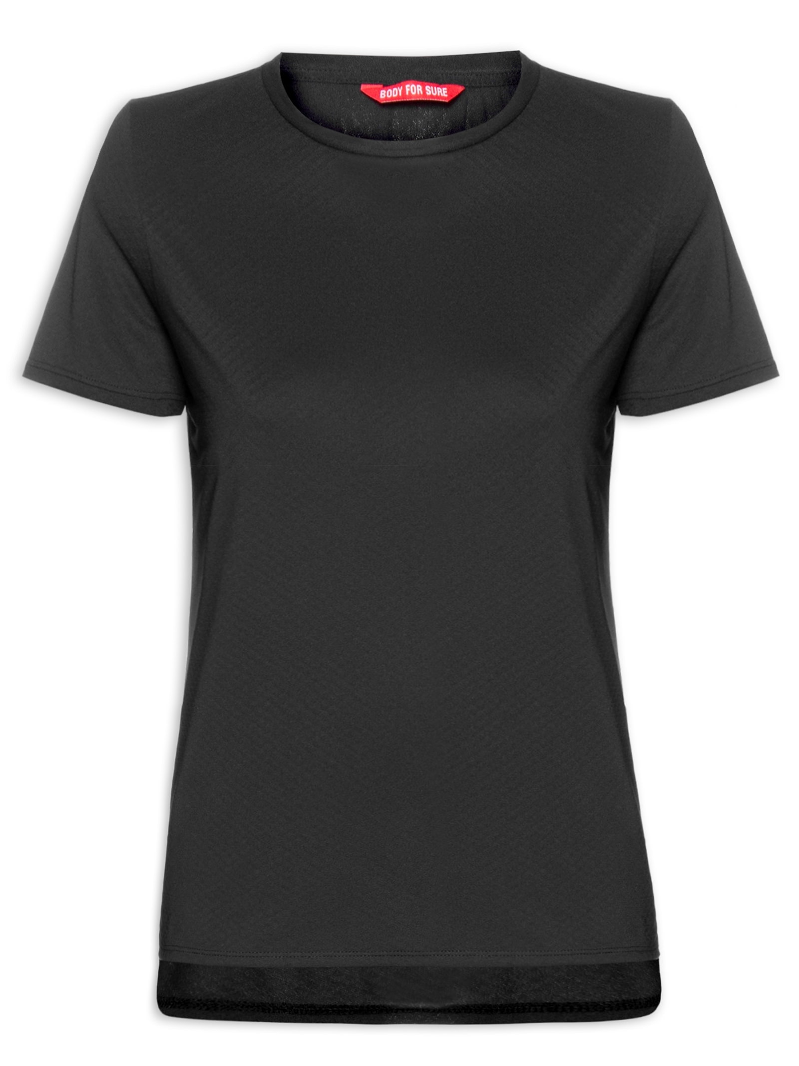 Camiseta Feminina Manga Curta Lisa Preto Body For Sure