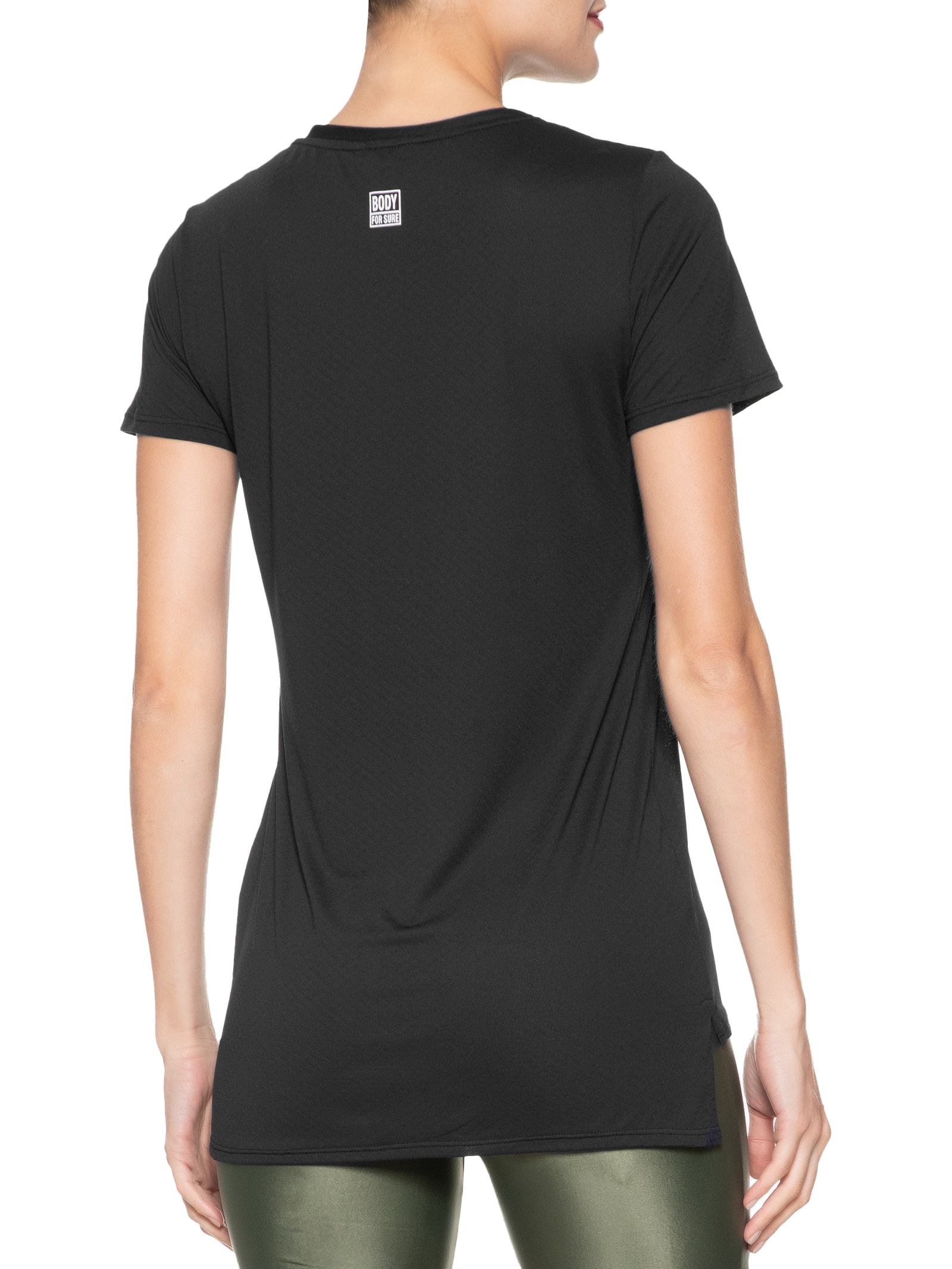 Elseページ Body For Sure - Camiseta Feminina Manga Curta Lisa - Preto