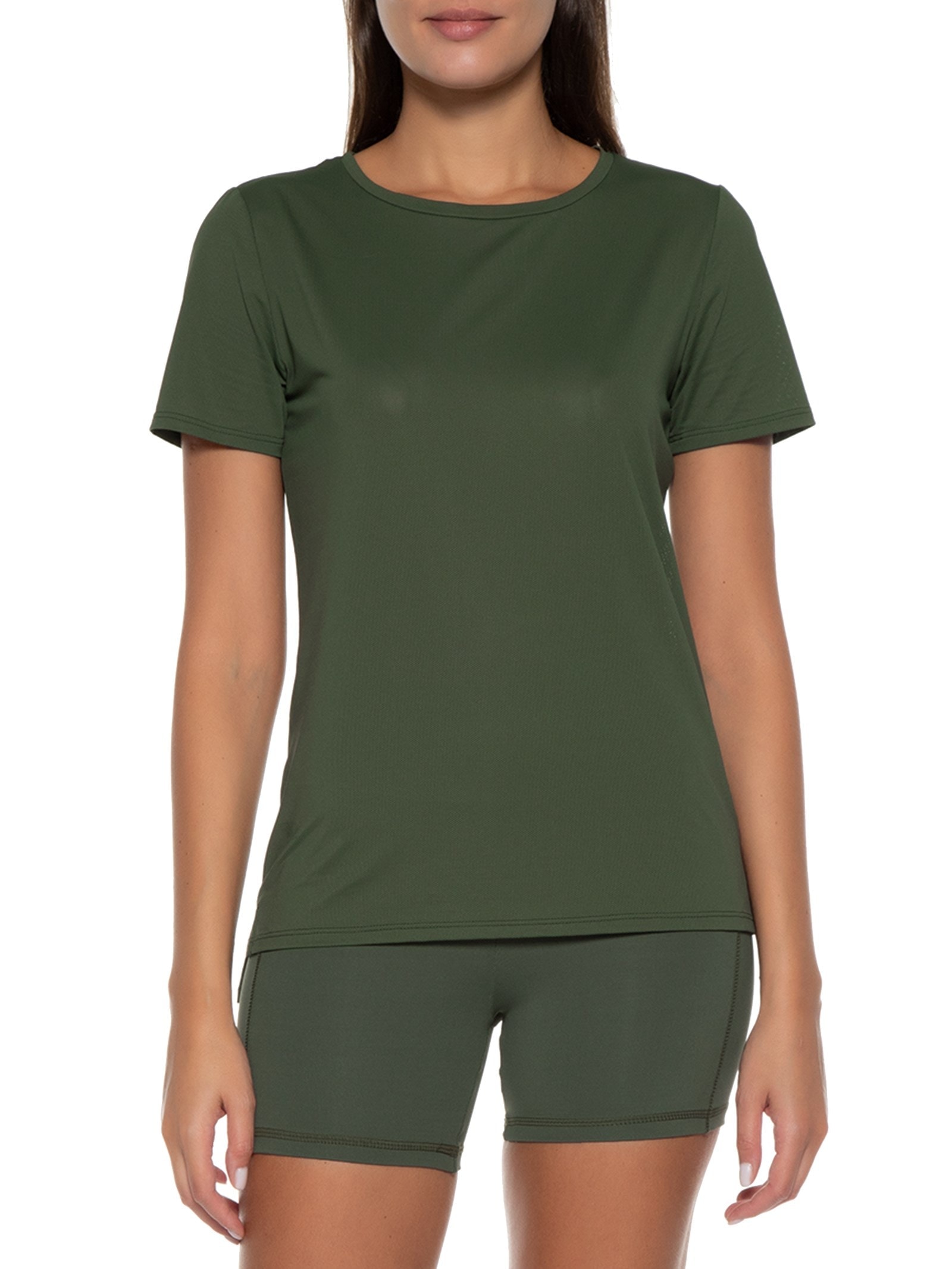Camiseta Feminina Manga Curta Lisa Verde Body For Sure