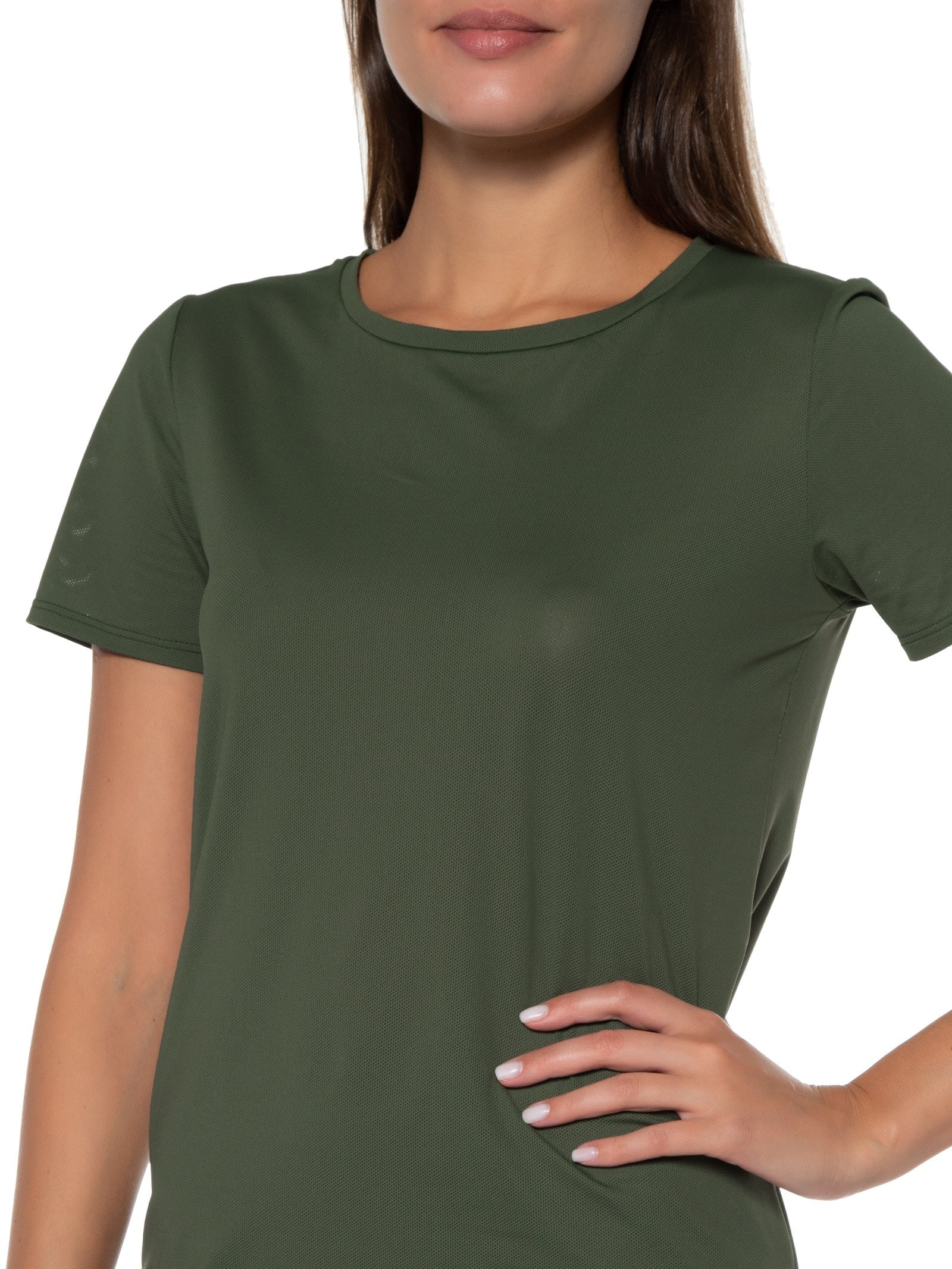 Camiseta Feminina Manga Curta Lisa Verde Body For Sure