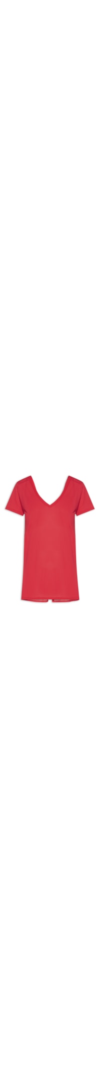 Camiseta Feminina Manga Curta Lisa - Vermelho