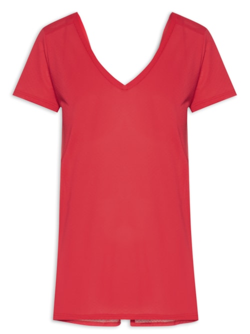 Camiseta Feminina Manga Curta Lisa – Vermelho