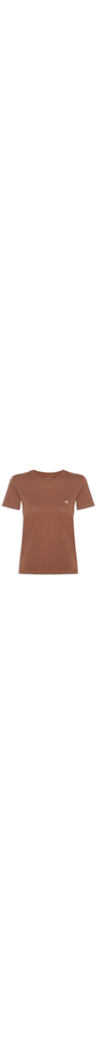 Camiseta Feminina Manga Curta Logo Bordado - Marrom