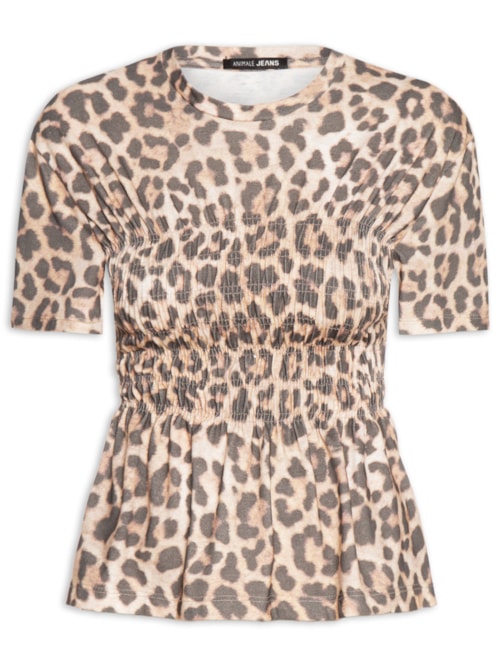 Camiseta Feminina Manga Curta Malha Lastex Estampa Onça Skin Aj – Animal Print
