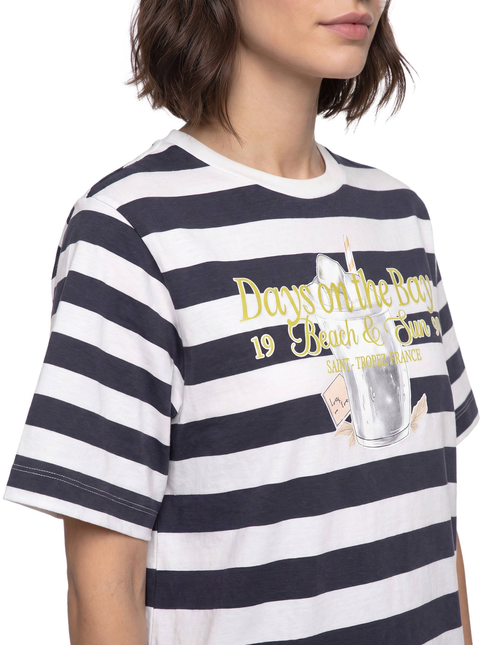Camiseta Feminina Manga Curta Malha Penteada Azul Lez A Lez