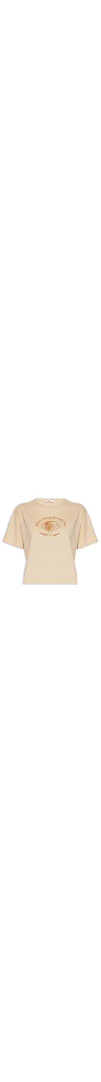 Camiseta Feminina Manga Curta Malha Penteada - Bege