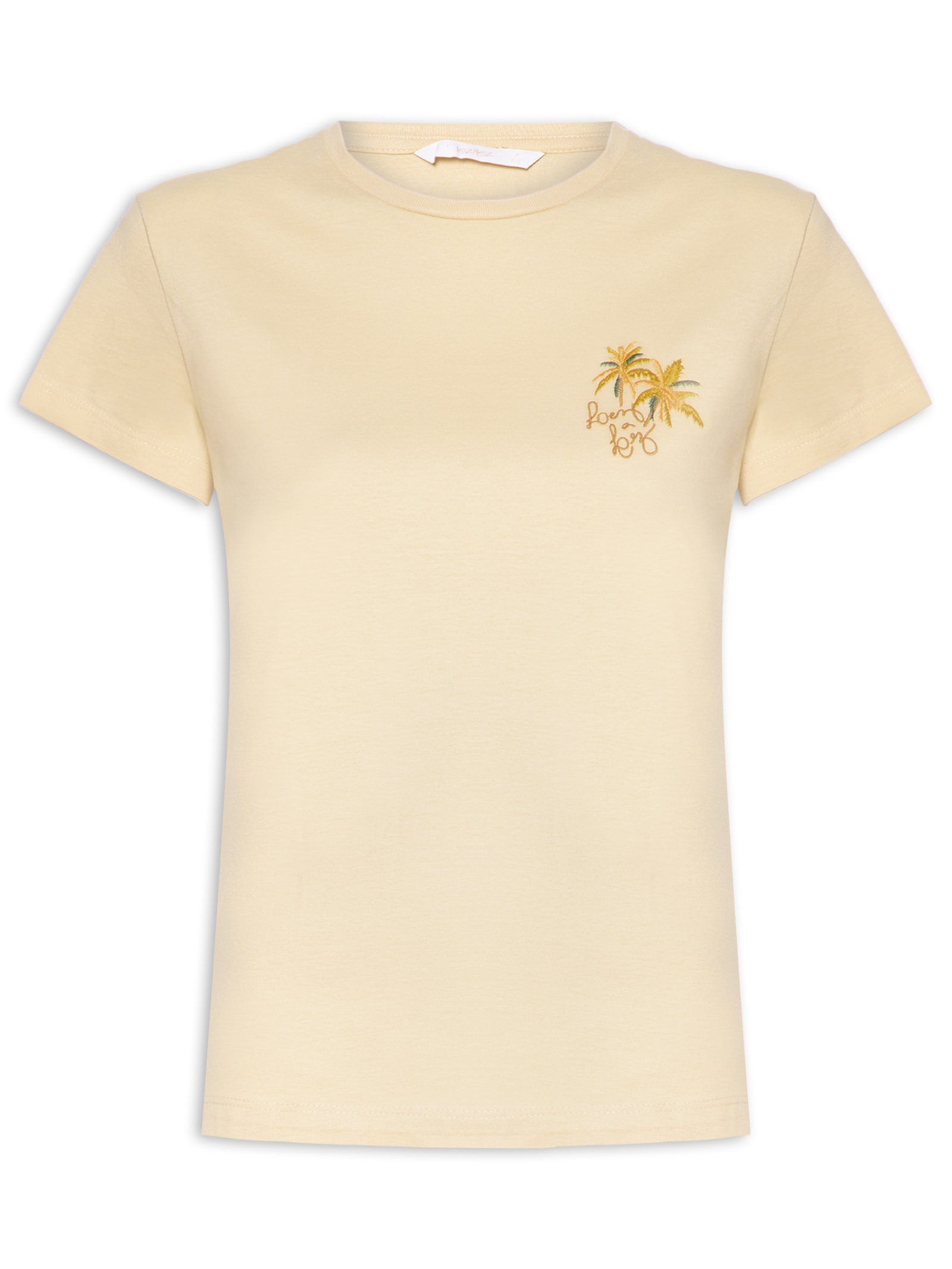 Camiseta Feminina Manga Curta Malha Penteada Bege Lez A Lez
