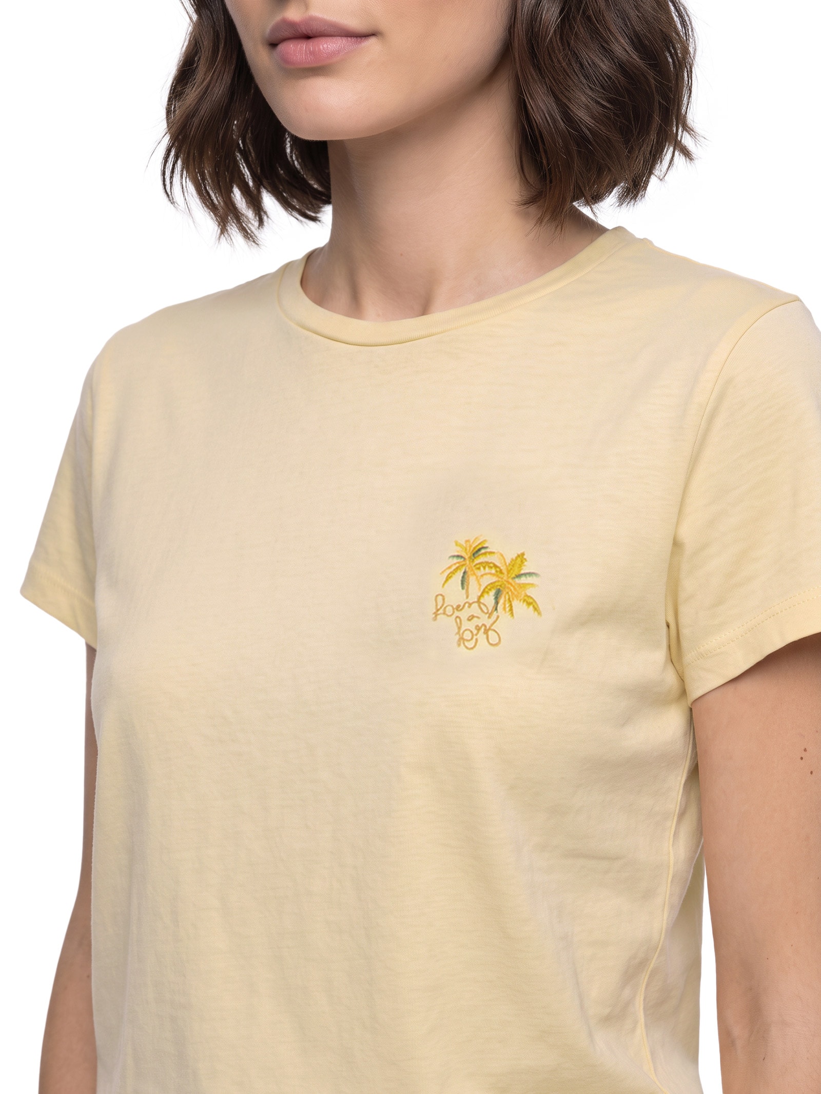 Camiseta Feminina Manga Curta Malha Penteada Bege Lez A Lez