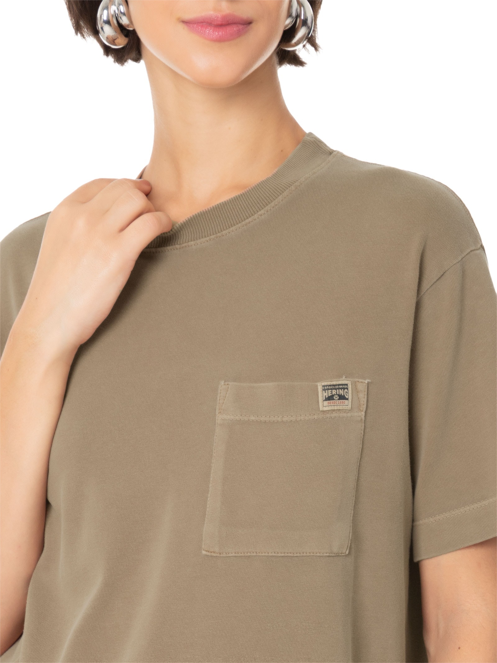 Camiseta Feminina Manga Curta Marrom Hering