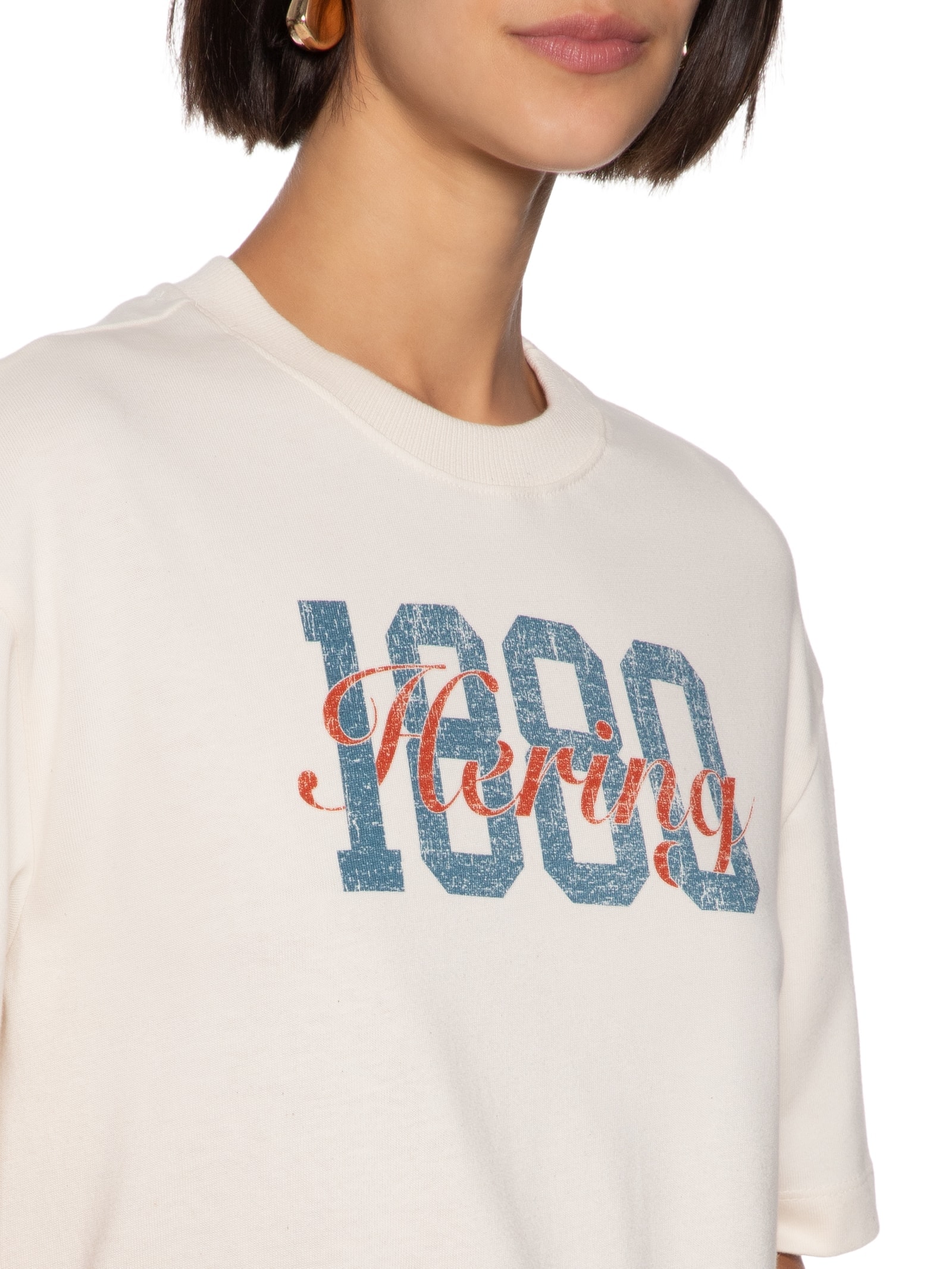 Camiseta Feminina Manga Curta Off White Hering