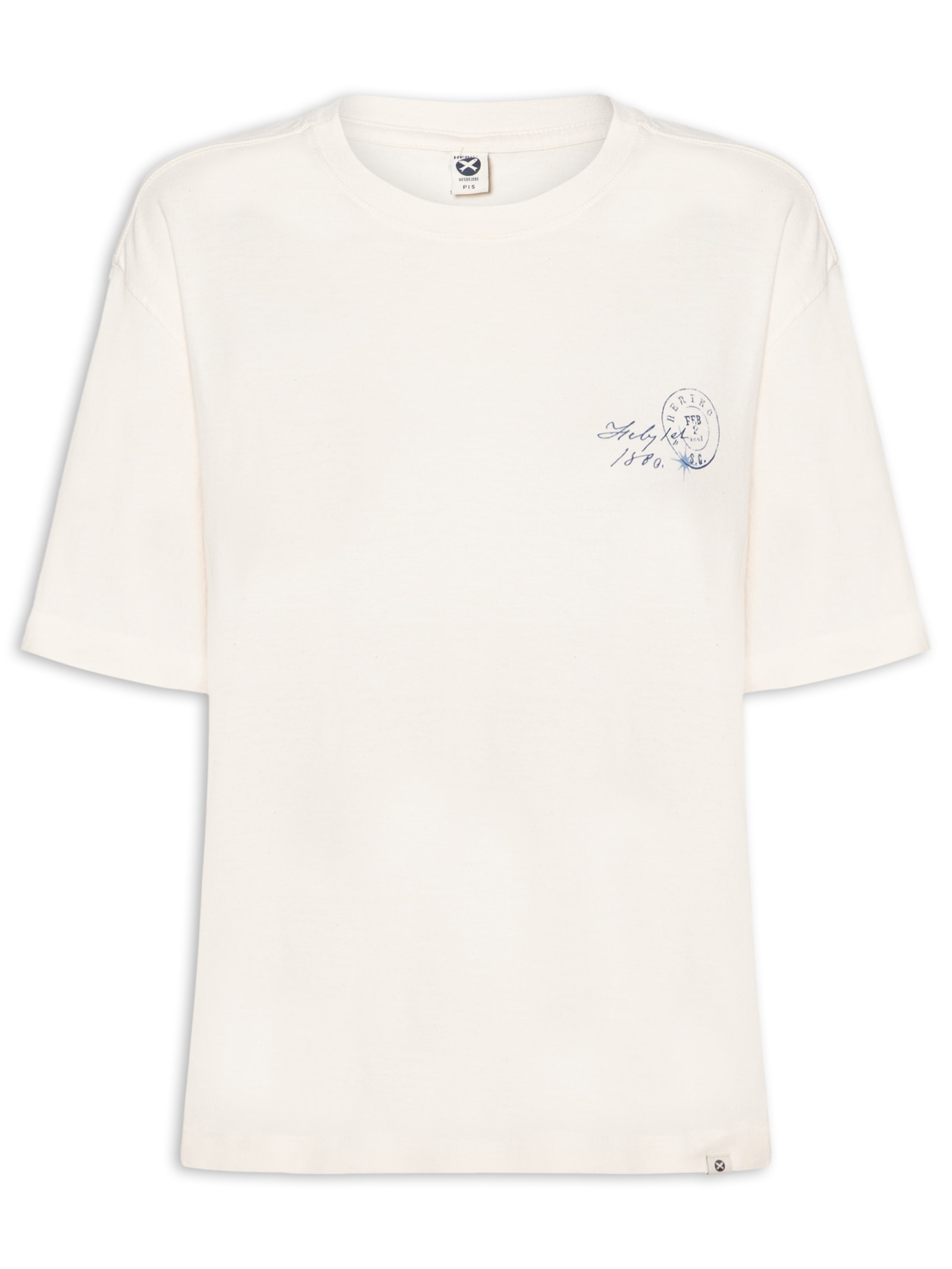 Camiseta Feminina Manga Curta Off White Hering