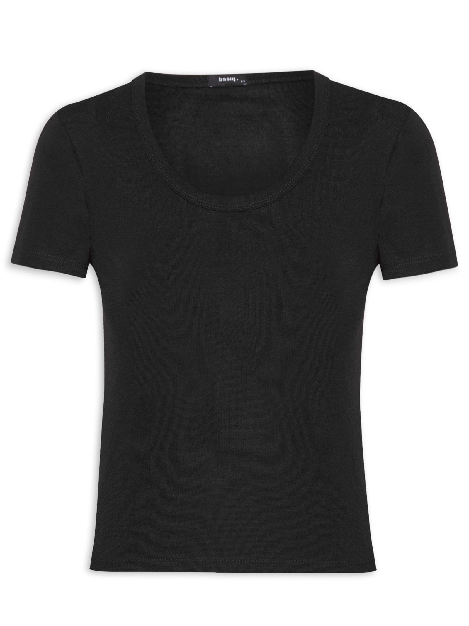 Camiseta Feminina Manga Curta Preto Basiq