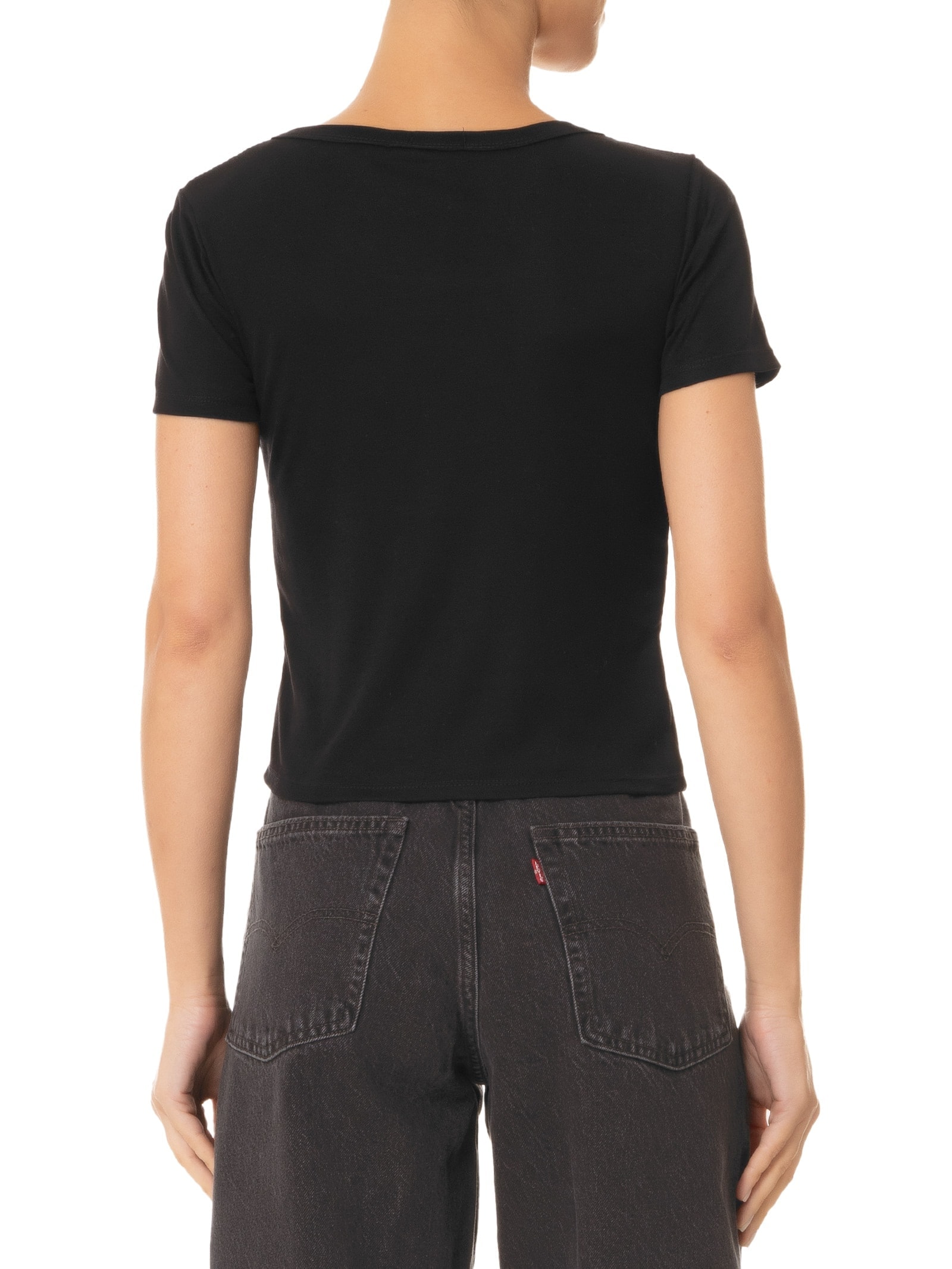 Camiseta Feminina Manga Curta Preto Basiq